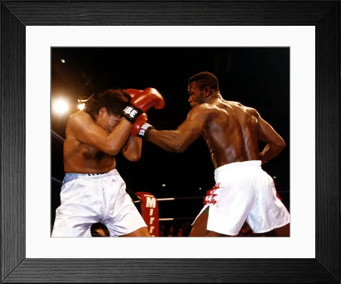 Framed Print : Herbie Hide Boxer stops Juan Antonio Diaz to win the W. B. A Framed Print : Herbie Hide Boxer stops Juan Antonio Diaz to win the W. B. A