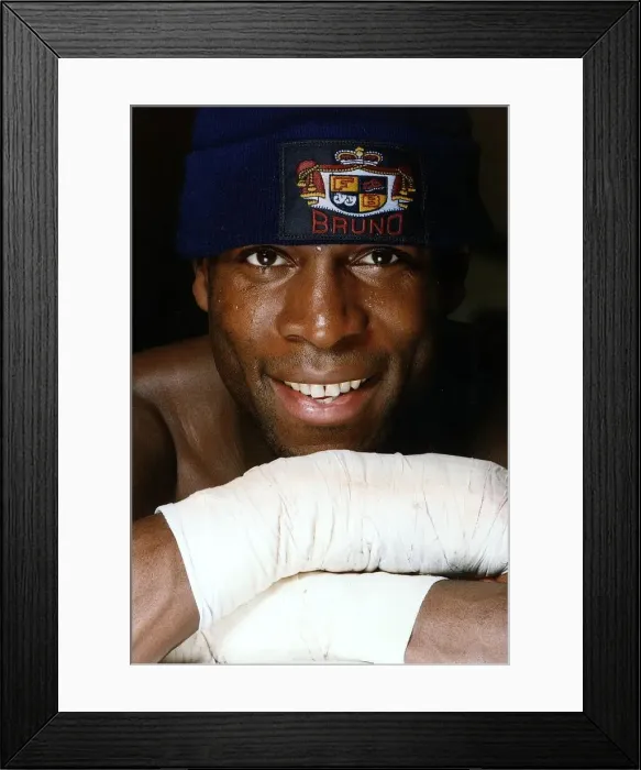 Framed Print : Frank Bruno boxer with hands bandaged Framed Print : Frank Bruno boxer with hands bandaged