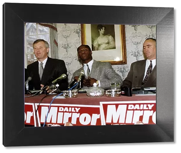 Chris Eubank Boxing with Barry Hearn at a press call arranging a fight against Dan Sherry