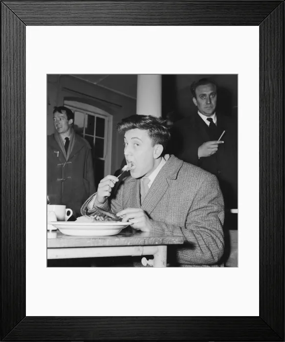 Framed Print : British pop singer Terry Dene at Winchester Barracks as he starts his two year service in Framed Print : British pop singer Terry Dene at Winchester Barracks as he starts his two year service in