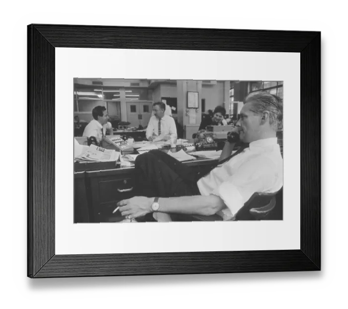 Framed Print : Busy scenes on the Daily Herald news desk, 1964