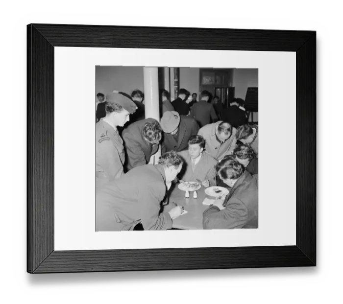 Framed Print : British pop singer Terry Dene at Winchester Barracks as he starts his two year service in