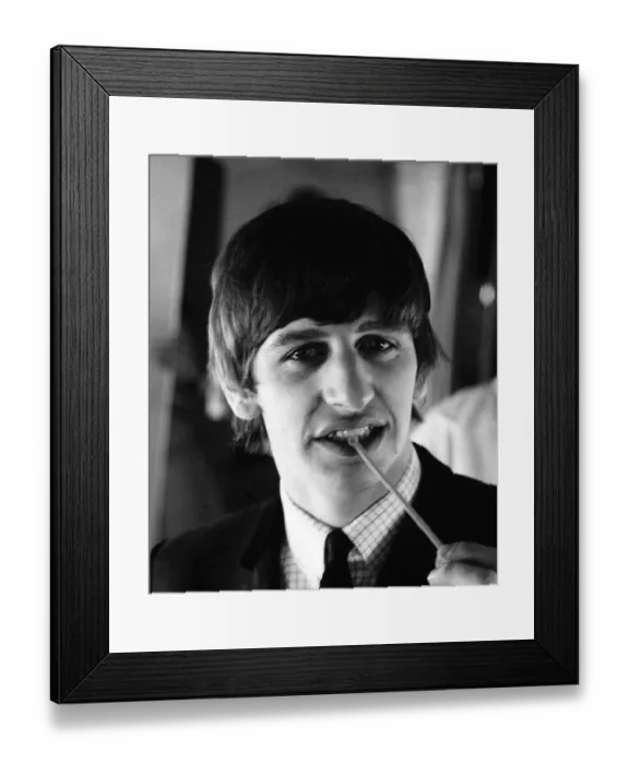 Framed Print : 7 February 1964 Ringo Starr on the aircraft to New York