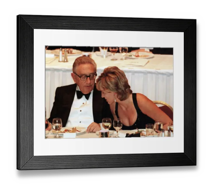 Framed Print : Diana, Princess of Wales with former US Secretary of State Henry Kissinger as she attends Framed Print : Diana, Princess of Wales with former US Secretary of State Henry Kissinger as she attends
