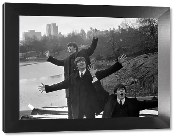 John Lennon, Paul McCartney and Ringo Starr of the British pop group The Beatles