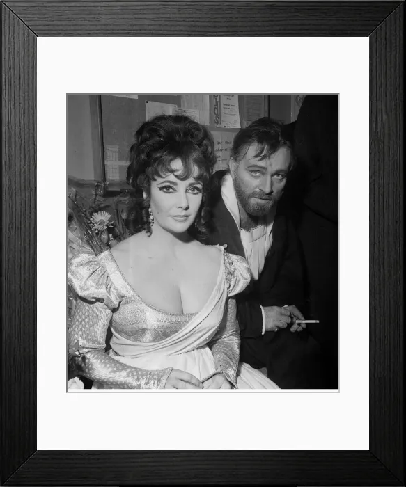 Framed Print : Richard Burton actor and Elizabeth Taylor in a play at The Oxford University Dramatic Framed Print : Richard Burton actor and Elizabeth Taylor in a play at The Oxford University Dramatic