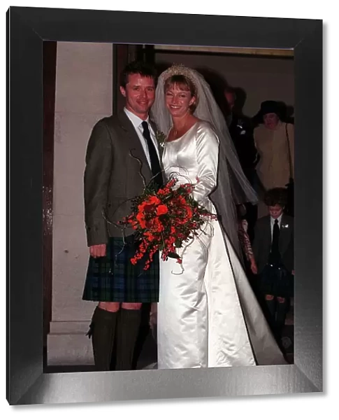 Nicky Campbell TV Presenter December 1997 Outside church with his new bride Tina Ritchie