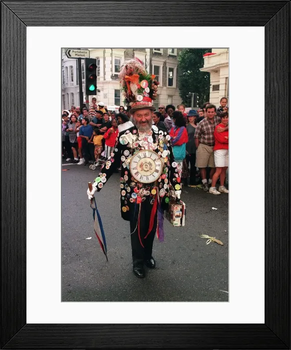 Framed Print : Notting Hill Carnival September 1995 A Men dressed up in a costume for