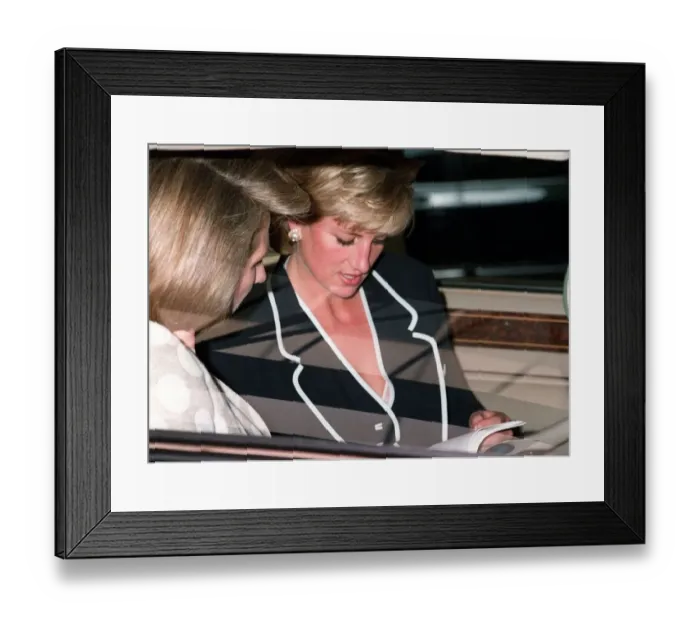 Framed Print : Princess Diana arrives at Heathrow Airport before jetting off the United States for a