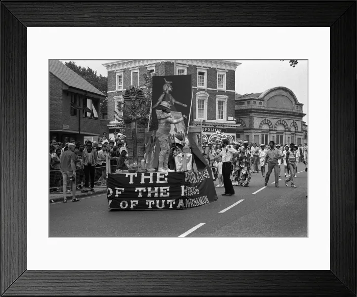Framed Print : Notting Hill Carnival August 1984 Men, women and children dancing