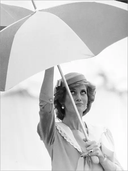 Princess Diana in Berkshire on a stormy day 26th June 1985