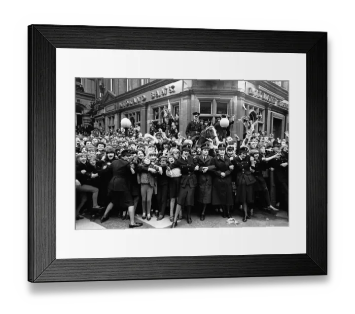 Framed Print : Crowds of Beatles fans outside the ABC theatre as the Beatles arrive for the Northern