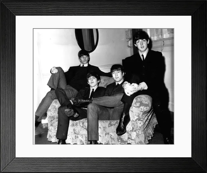Framed Print : The Beatles sitting on a sofa during their visit to Newcastle