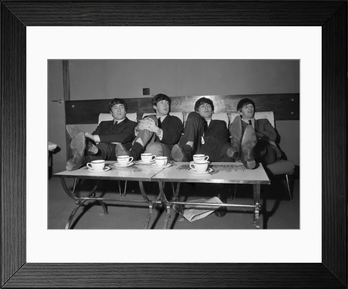 Framed Print : The Beatles relax in their dressing room between the rehearsals for the Royal Variety Framed Print : The Beatles relax in their dressing room between the rehearsals for the Royal Variety