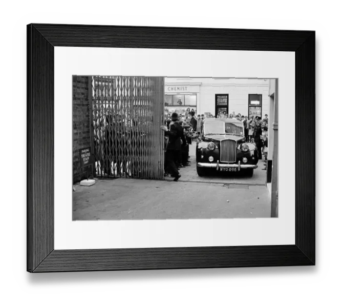 Framed Print : The Beatles - Pop Group 1st November 1963. The Beatles car arrives at the Odeon Framed Print : The Beatles - Pop Group 1st November 1963. The Beatles car arrives at the Odeon