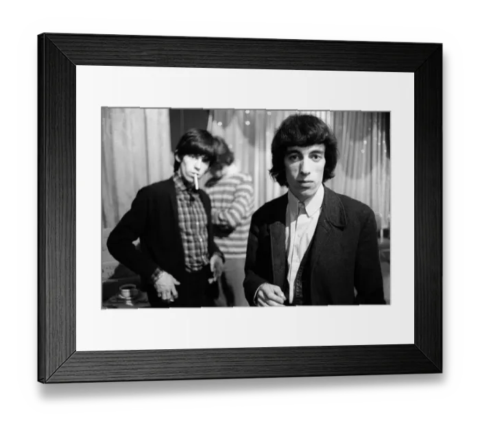 Framed Print : Rolling Stones: Bill Wyman and Keith Richards at a press conference after arriving in Framed Print : Rolling Stones: Bill Wyman and Keith Richards at a press conference after arriving in
