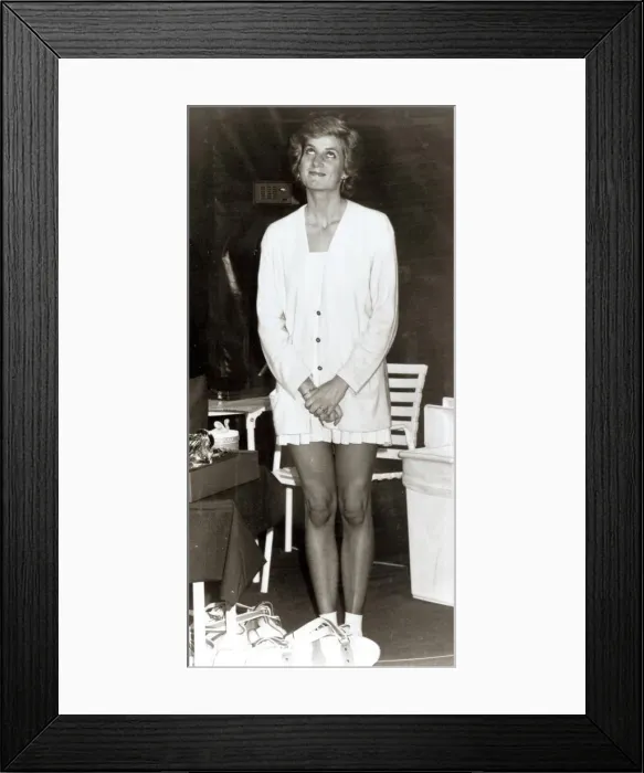 Framed Print : Princess Diana looks knocked out after being knocked out of a tennis tournament
