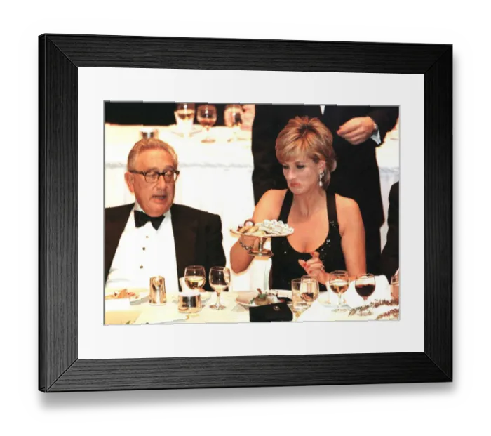 Framed Print : Diana, Princess of Wales and former US Secretary of State Henry Kissinger attend