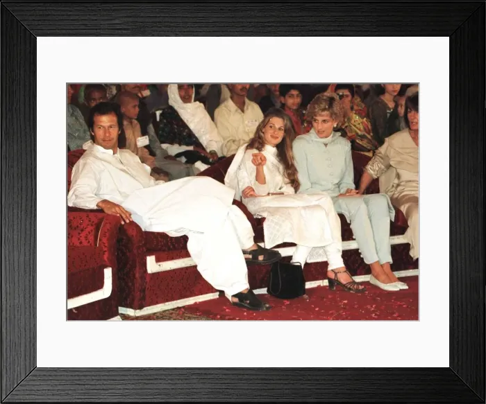 Framed Print : Diana, Princess of Wales with her friend Jemima Khan and her husband Pakistani cricket Framed Print : Diana, Princess of Wales with her friend Jemima Khan and her husband Pakistani cricket