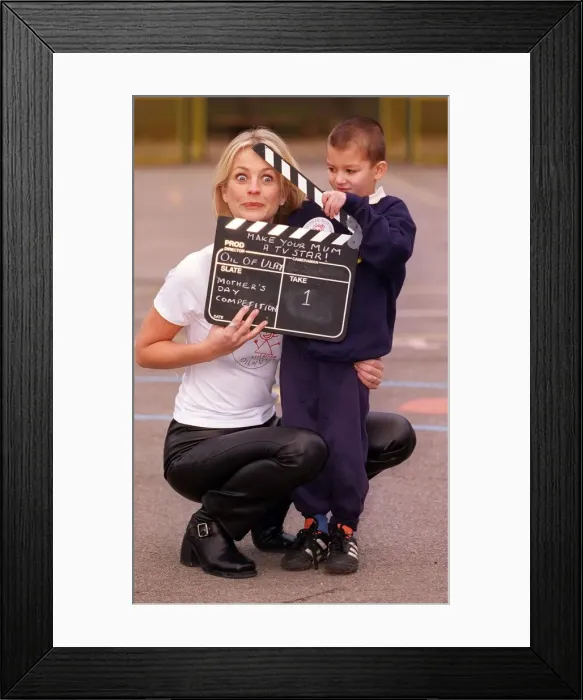 Framed Print : Ulrika Jonsson TV Presenter with seven year old Joseph Ryle in the launch of Make Your Framed Print : Ulrika Jonsson TV Presenter with seven year old Joseph Ryle in the launch of Make Your