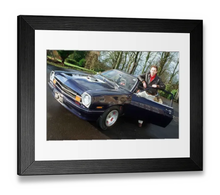 Framed Print : Steven McKenzie with his Ford Pinto February 1998 Framed Print : Steven McKenzie with his Ford Pinto February 1998