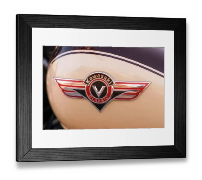 Framed Print : Kawasaki V Classic motorbike October 1997 logo
