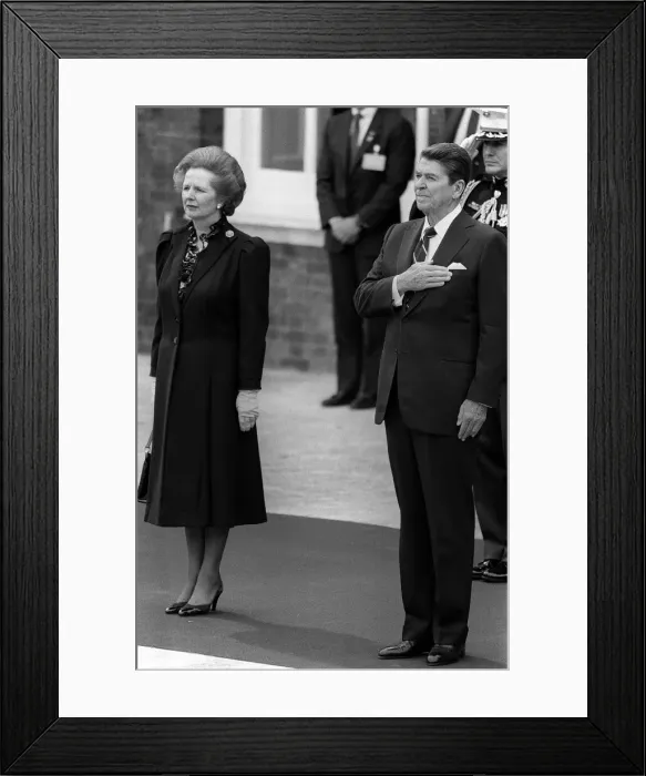 Framed Print : Margaret Thatcher and Ronald Reagan US President - 1984 during his visit to Britain Framed Print : Margaret Thatcher and Ronald Reagan US President - 1984 during his visit to Britain