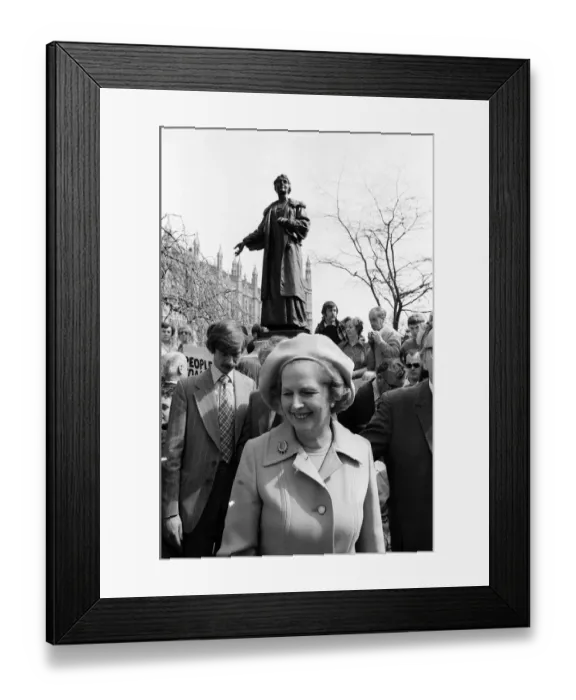 Framed Print : Margaret Thatcher April 1979 in Pankhurst Gardens Outside the houses of parliament