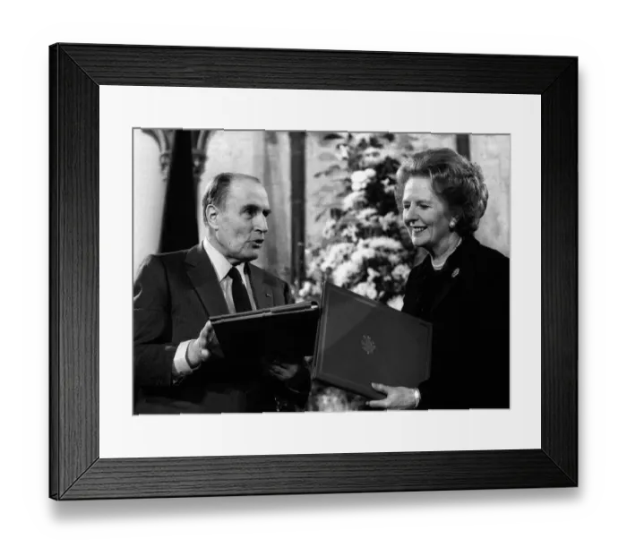 Framed Print : Margaret Thatcher signs Chunnel Aggrement Feb 1986 with Francois Mitterrand Framed Print : Margaret Thatcher signs Chunnel Aggrement Feb 1986 with Francois Mitterrand