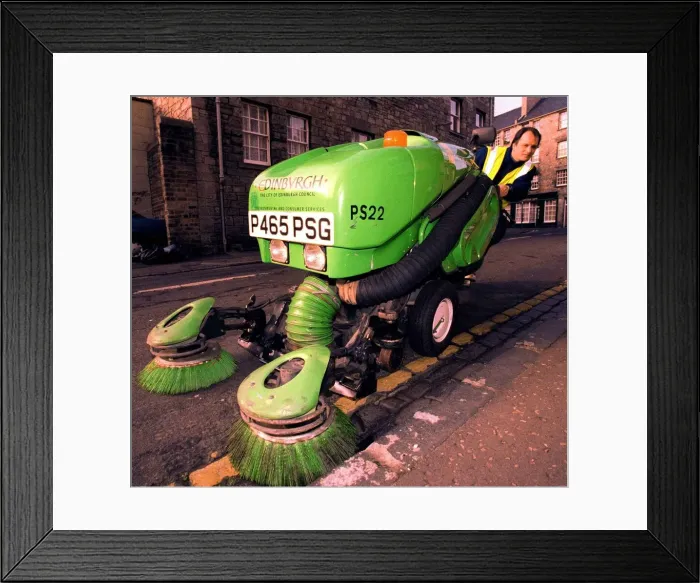 Framed Print : Stuart Harden street cleaning machine January 1998 road record supplement road Framed Print : Stuart Harden street cleaning machine January 1998 road record supplement road