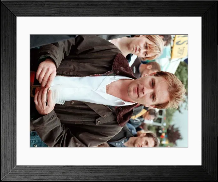 Framed Print : Actor Ewan McGregor August 1998 at Crieff Highland Games enjoying a pint before his film