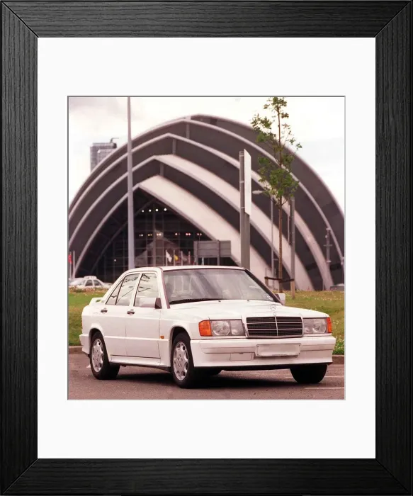 Framed Print : MERCEDES 190 E July 1998 used car feature white car Road Record Framed Print : MERCEDES 190 E July 1998 used car feature white car Road Record