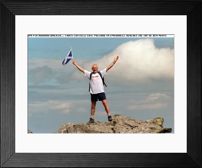 Framed Print : Actor Chris Chittell on top of Ben Nevis June 1998 Framed Print : Actor Chris Chittell on top of Ben Nevis June 1998