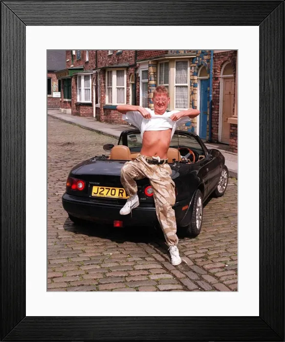 Framed Print : Curly Watts actor Kevin Kennedy June 1998 actor from Coronation Street shows off tanned Framed Print : Curly Watts actor Kevin Kennedy June 1998 actor from Coronation Street shows off tanned