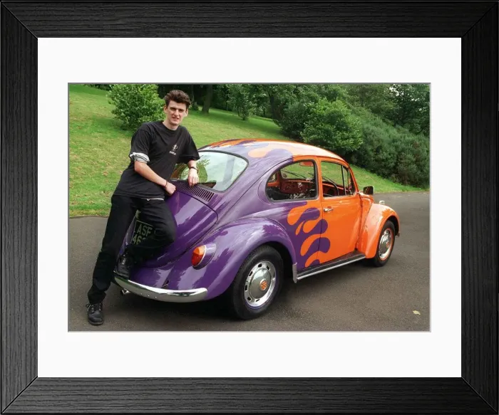 Framed Print : David Campbell and his Volkswagen Beetle August 1998 Framed Print : David Campbell and his Volkswagen Beetle August 1998