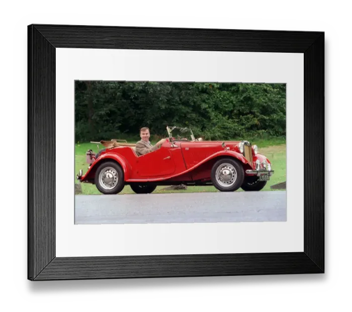 Framed Print : JOE ODONNELL WITH HIS VINTAGE MG7 December 1998 Red paintwork