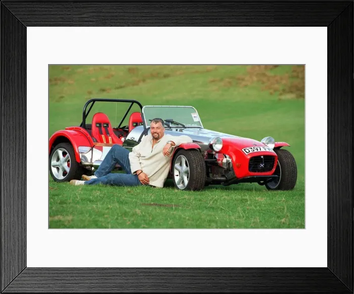 Framed Print : JIM THOMPSON WITH HIS LOTUS 7 KIT CAR SEPTEMBER 1997 SITTING AGAINST CAR Framed Print : JIM THOMPSON WITH HIS LOTUS 7 KIT CAR SEPTEMBER 1997 SITTING AGAINST CAR