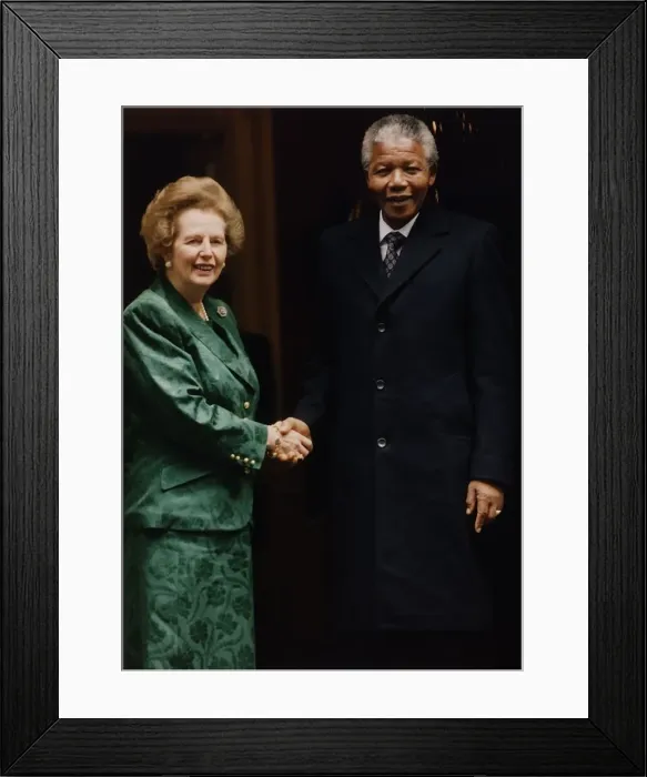 Framed Print : South African ex-political prisoner Nelson Mandela with British Prime Minister Margaret Framed Print : South African ex-political prisoner Nelson Mandela with British Prime Minister Margaret