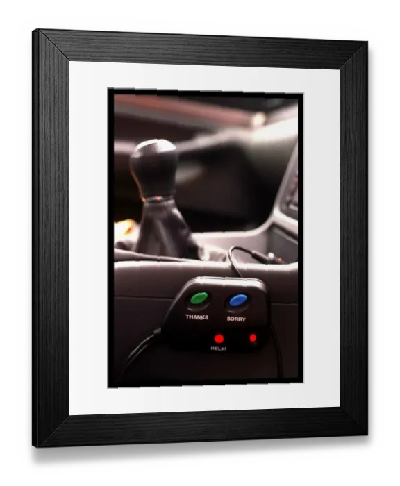 Framed Print : Anti road rage device by Robbie Crawford May 1998 Thanks Sorry Help buttons Framed Print : Anti road rage device by Robbie Crawford May 1998 Thanks Sorry Help buttons