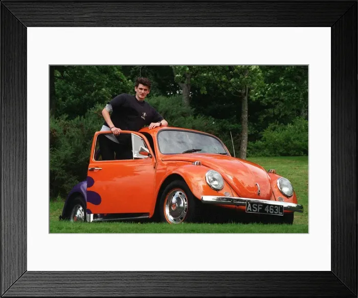 Framed Print : David Campbell and his Volkswagen Beetle August 1998 Framed Print : David Campbell and his Volkswagen Beetle August 1998