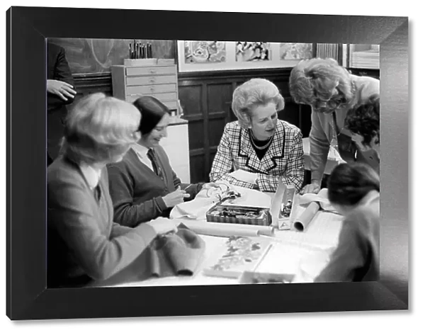 Margaret Thatcher October 1970 Maggie Thatcher sits in a sewing class at