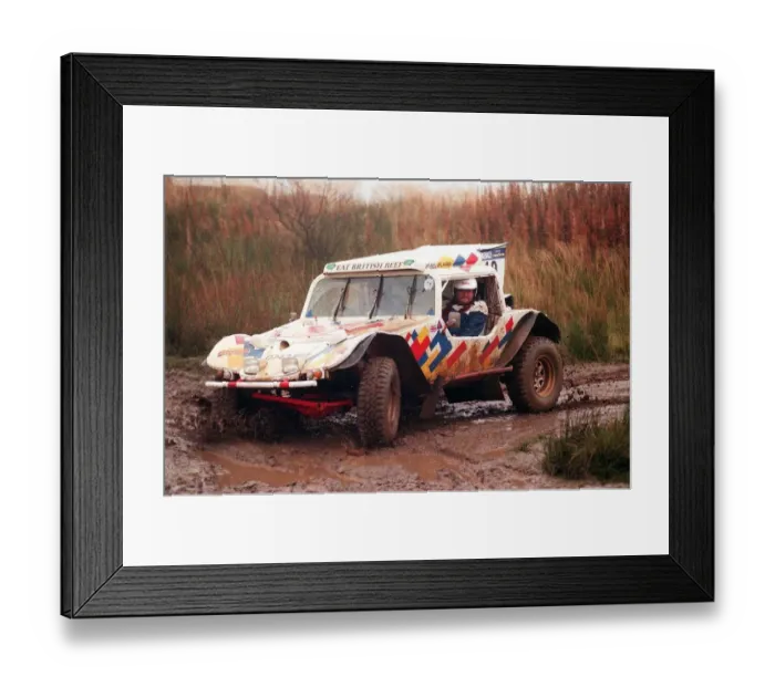 Framed Print : TONY MASON AT KNOCKHILL RACING CIRCUIT November 1998 Driving car in mud