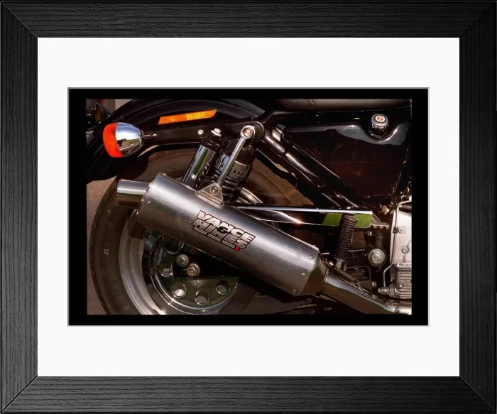 Framed Print : Harley Davidson motorbike June 1998 Vance and Hines engine
