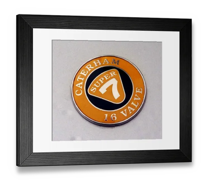 Framed Print : Caterham sports car July 1998 Super 7 16 valve badge