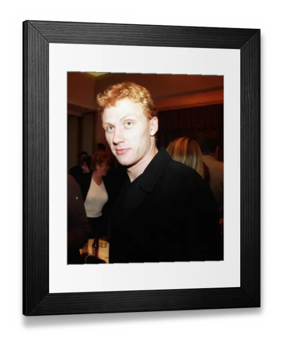 Framed Print : Scots actor Kevin McKidd January 1999, wearing a black coat