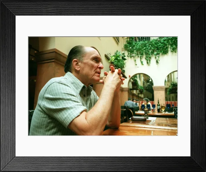Framed Print : Actor Robert Duvall in Glasgow May 1998 elbows on table hands clasped Framed Print : Actor Robert Duvall in Glasgow May 1998 elbows on table hands clasped