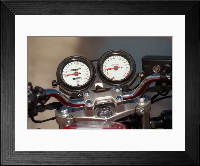 Framed Print : The Honda Hornet 600CC Motorbike April 1998 White dials