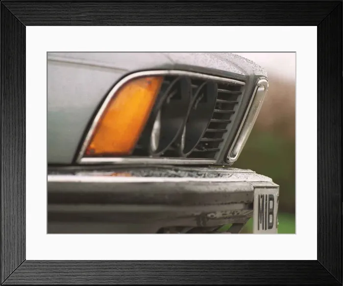 Framed Print : BMW 635 CSI February 1998 Detail of twin headlamps inicator light bumper