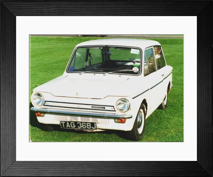 Framed Print : Paul Coulter with his restored Hillman Imp April 1998 J registration