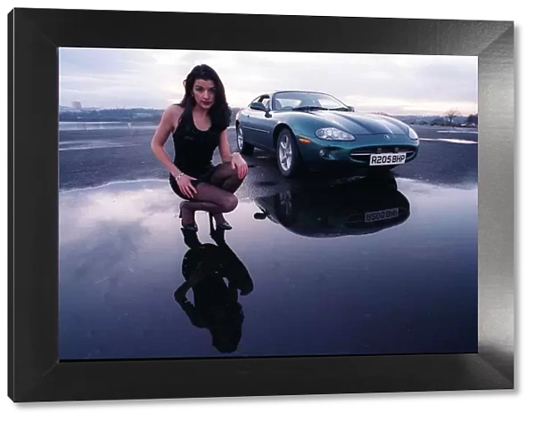 Miss scotland Isla Sutherland January 1998 pictured alongside a Jaguar XK8